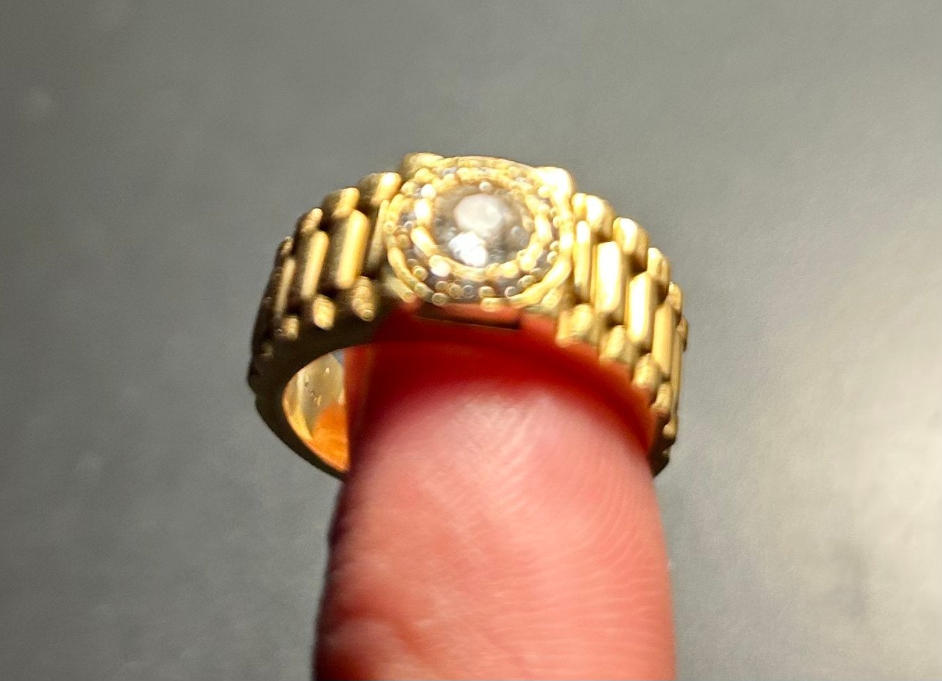 Ring 18K rolex model, Antiek en Kunst, Ophalen, Goud