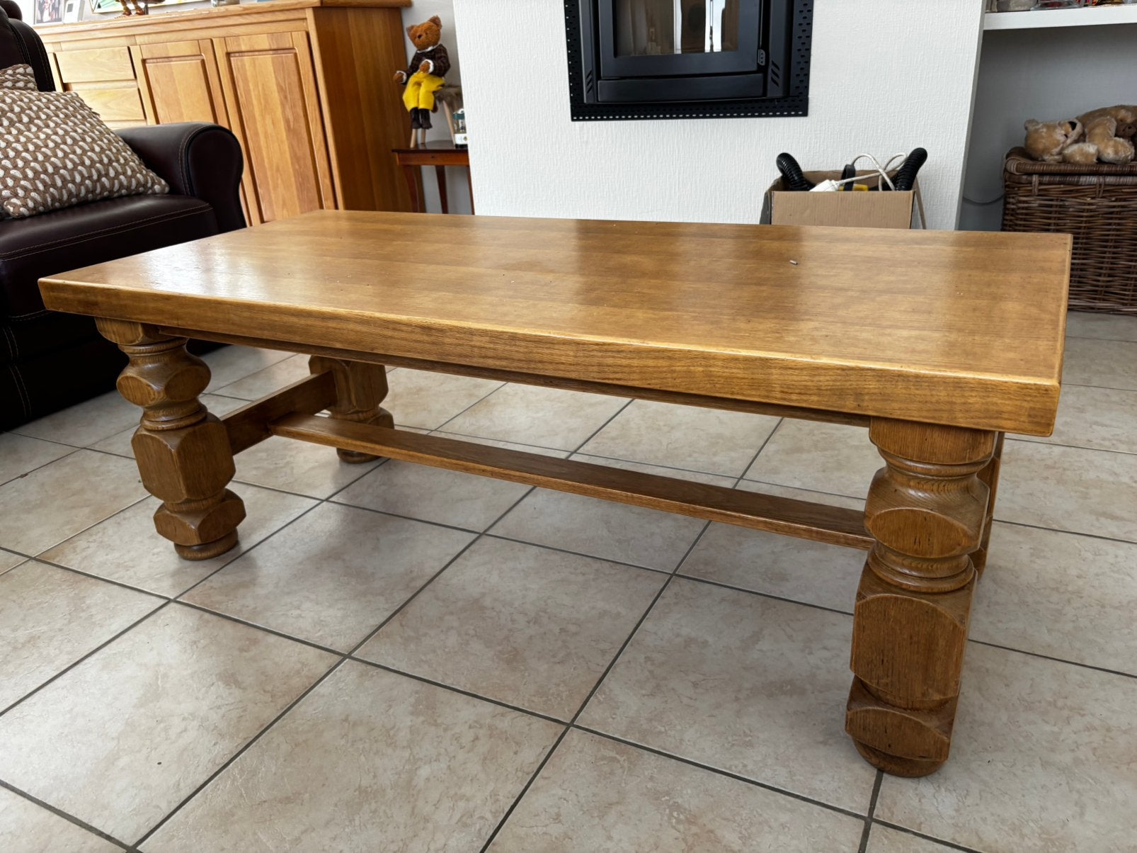 Massieve eiken salontafel – stevig & karaktervol, Ophalen, Gebruikt