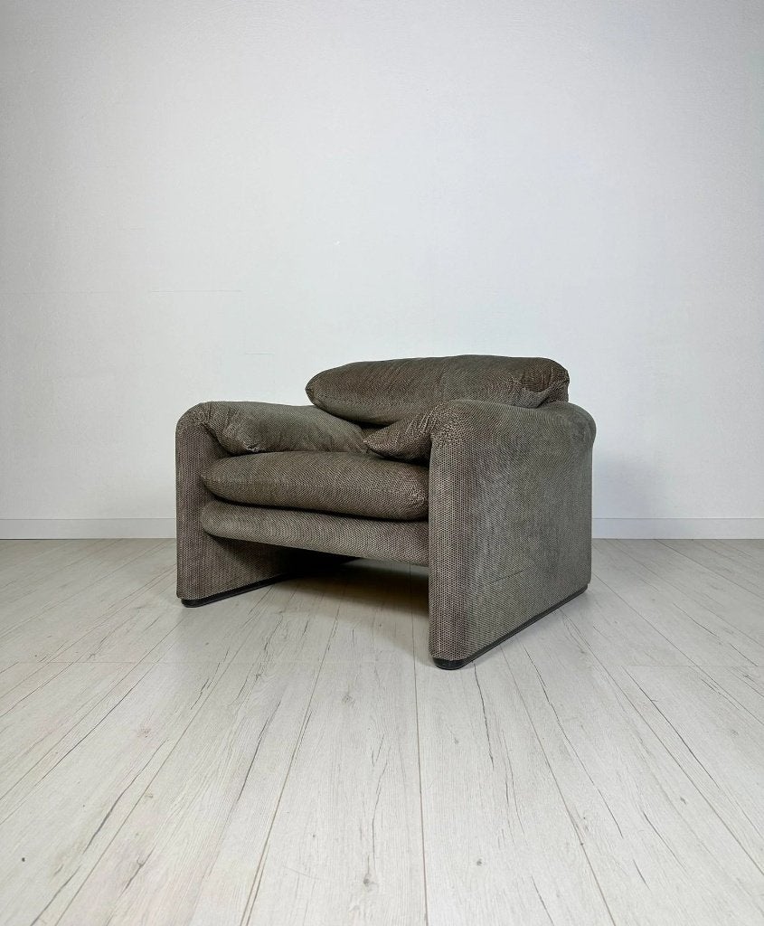 Cassina Maralunga fauteuil Vico Magistretti grijs vintage, Ophalen
