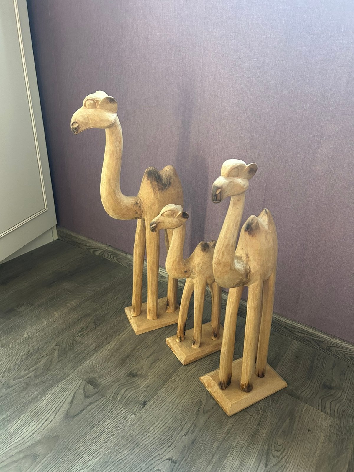 3 kamelen uit hout - decoratief, Ophalen, Zo goed als nieuw, Dier
