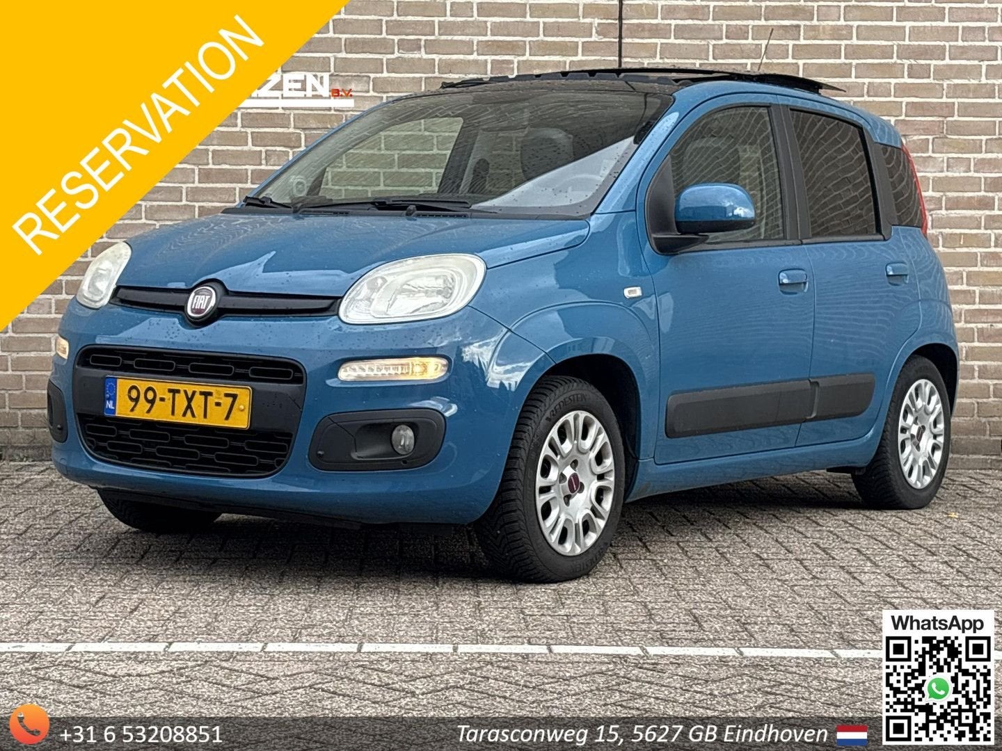 Fiat Panda 0.9 TwinAir Lounge | Pano | Airco | 5-Deurs | Tre, Auto's, Fiat, Start-stop-systeem, Zwart, Panda, Blauw