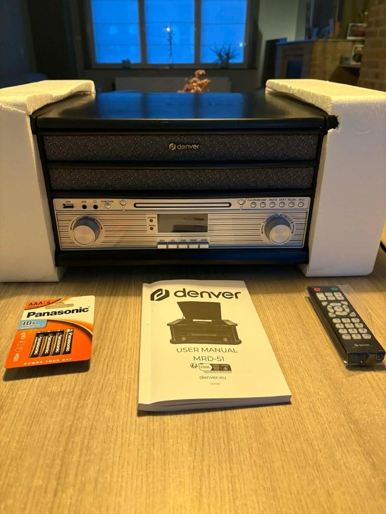 Tourne-disque Denver MRD-51 Noir - état neuf, TV, Hi-fi & Vidéo, Tourne-disques, Neuf, Autres marques, Enlèvement, Connexion USB