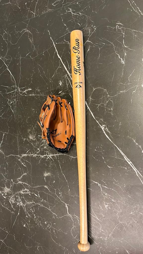 Honkbalknuppel met bijhorende handschoen, Sport en Fitness, Honkbal en Softbal, Ophalen of Verzenden, Nieuw, Honkbal, Handschoen