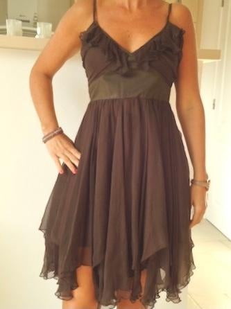 Jolie robe mousseline marron, Vêtements | Femmes, Enlèvement ou Envoi, Comme neuf, Taille 36 (S), Brun