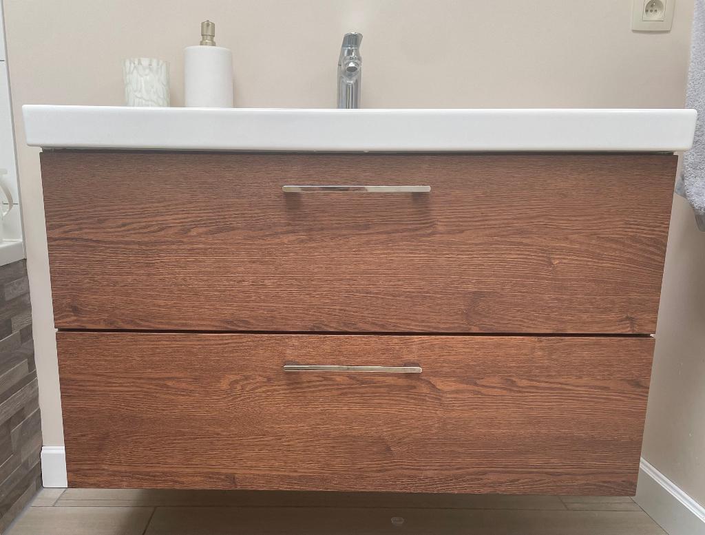 Badkamer kast met wastafel, Ophalen, Gebruikt, Overige typen, 100 tot 150 cm