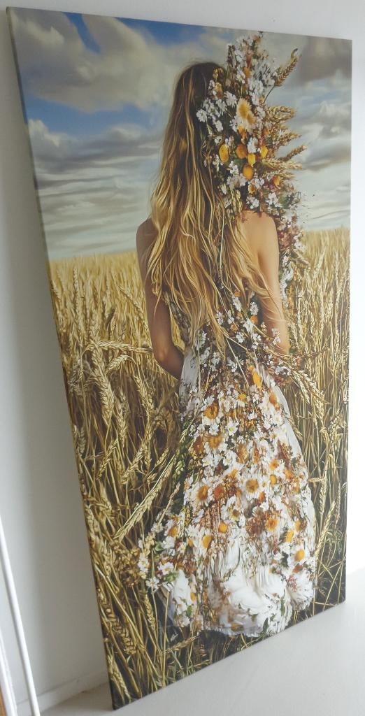 ANNE DIAS / FIELDS OF GRACE / PRINT CANVAS 195x95cm CHASSIS, Signé, Enlèvement