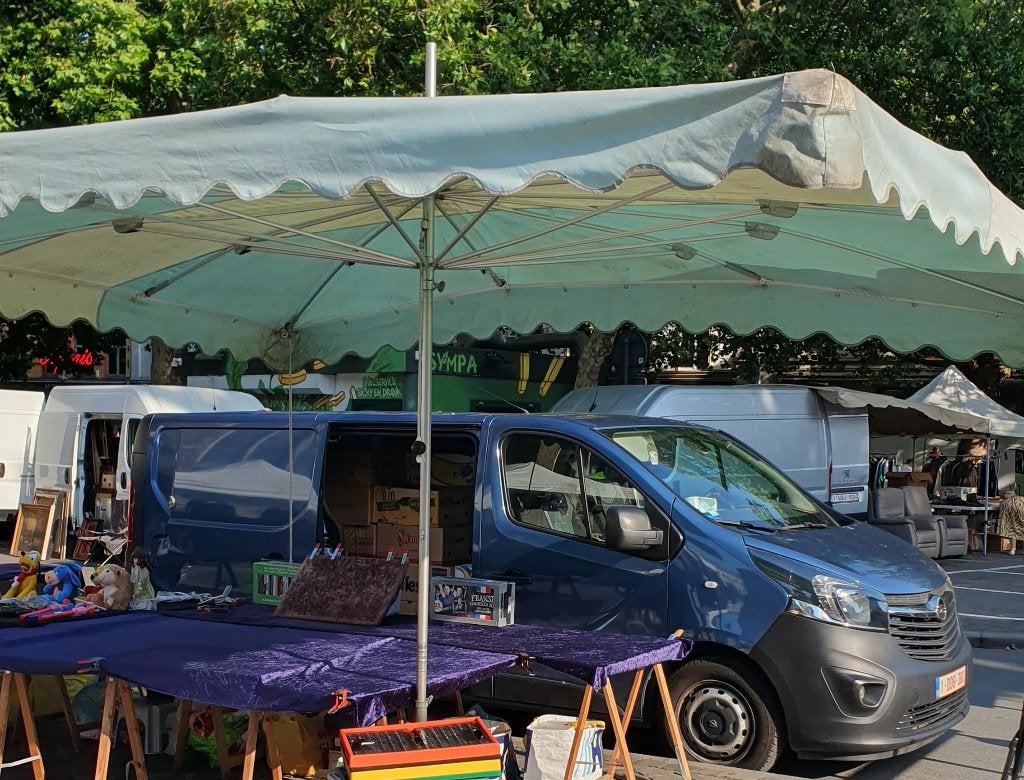 2 marktparasols 4x3, Ophalen, Verstelbaar, Gebruikt, Stokparasol