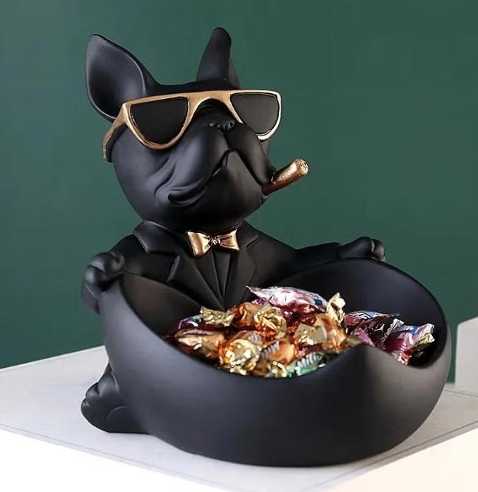 Stoere maffia hond beeldje met snoepjesbak (21cm), Verzenden, Nieuw