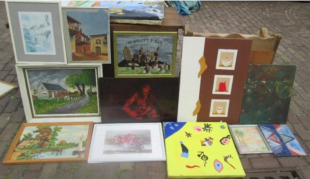18 Schilderijen van allerlei soorten, Antiek en Kunst, Ophalen of Verzenden