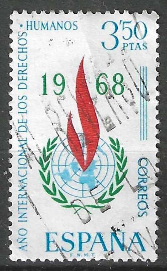 Spanje 1968 - Yvert 1533 - Rechten van de Mens (ST), Verzenden, Gestempeld