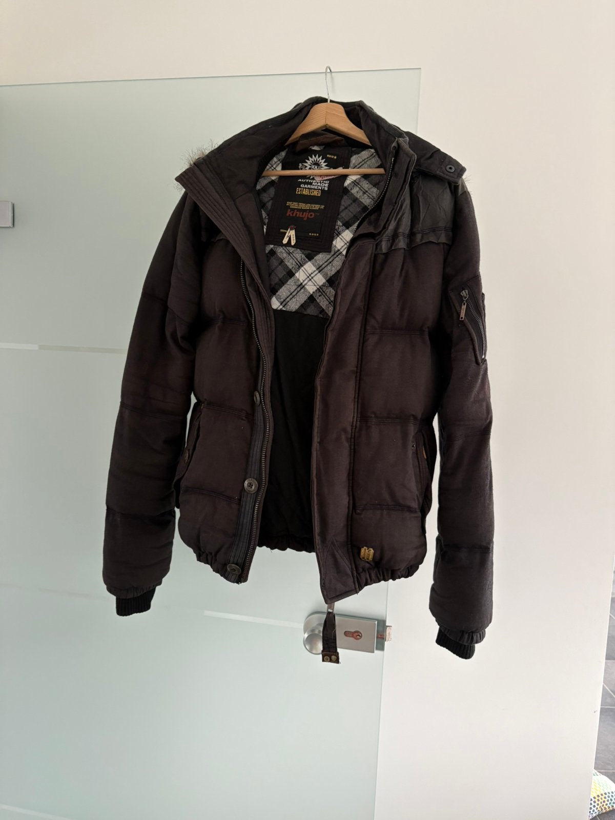 Winterjas Khujo Puffer met Bontkraag, Kleding | Heren, Ophalen of Verzenden, Zo goed als nieuw, Maat 52/54 (L), Bruin