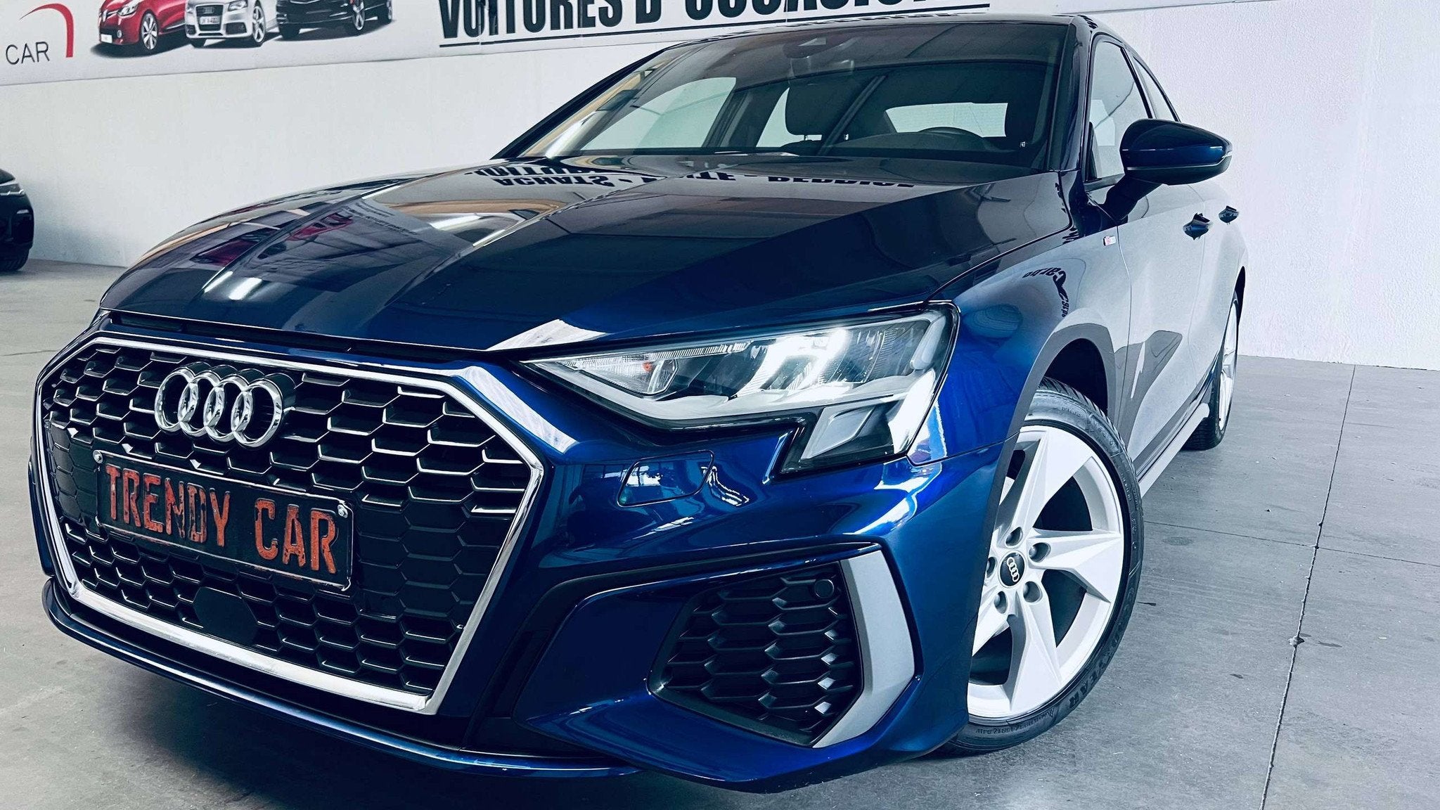 Audi A3 BERLINE 30 TFSI S line S tronic+CARPLAY+ACC+TVA+CARN, Auto's, 4 deurs, Stof, Blauw, 3 cilinders