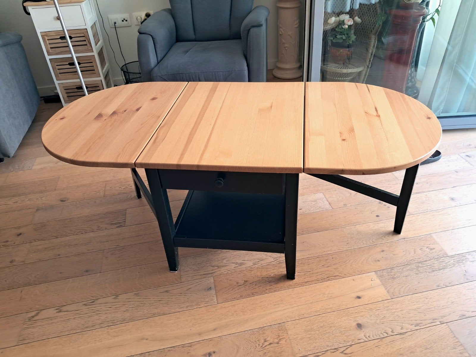 Table basse extensible pin Arkelstorp IKEA - A Saisir !, Enlèvement, Utilisé, 50 à 100 cm, Ovale