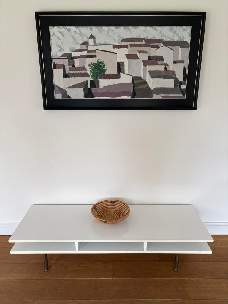 Lowboard design wit gelakt — eigentijdse stijl, Huis en Inrichting, Ophalen, Overige materialen, Minder dan 50 cm, 100 tot 150 cm