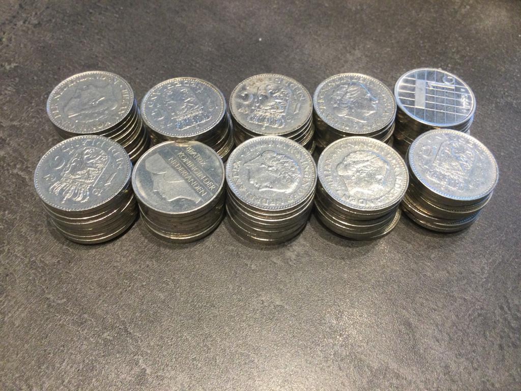 Nederland lot 100 x 1 gulden nikkel, Postzegels en Munten, Ophalen of Verzenden