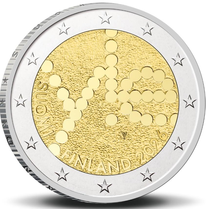 2 euro Finland 2026 100 jaar Finse Radio UNC, Ophalen of Verzenden, Finland, 2 euro
