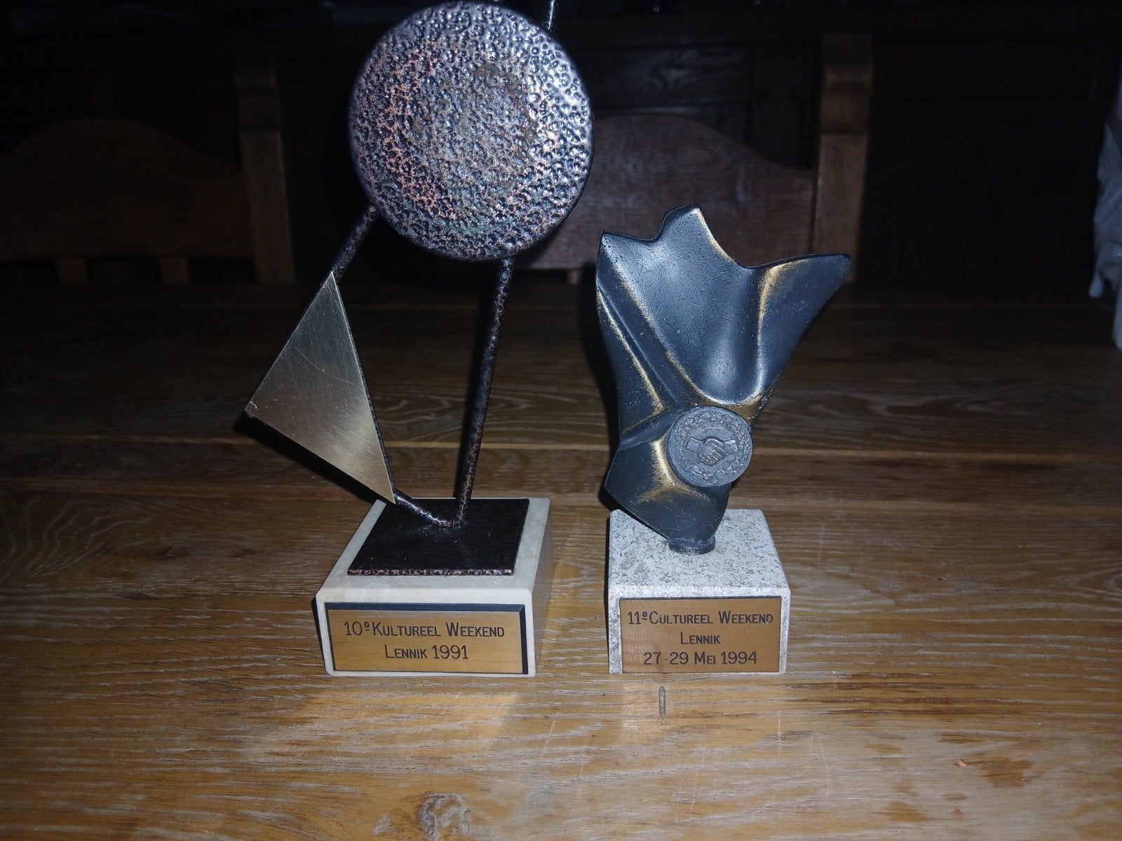 2 Prachtige Bronzen Beelden / Trofeeën, Ophalen