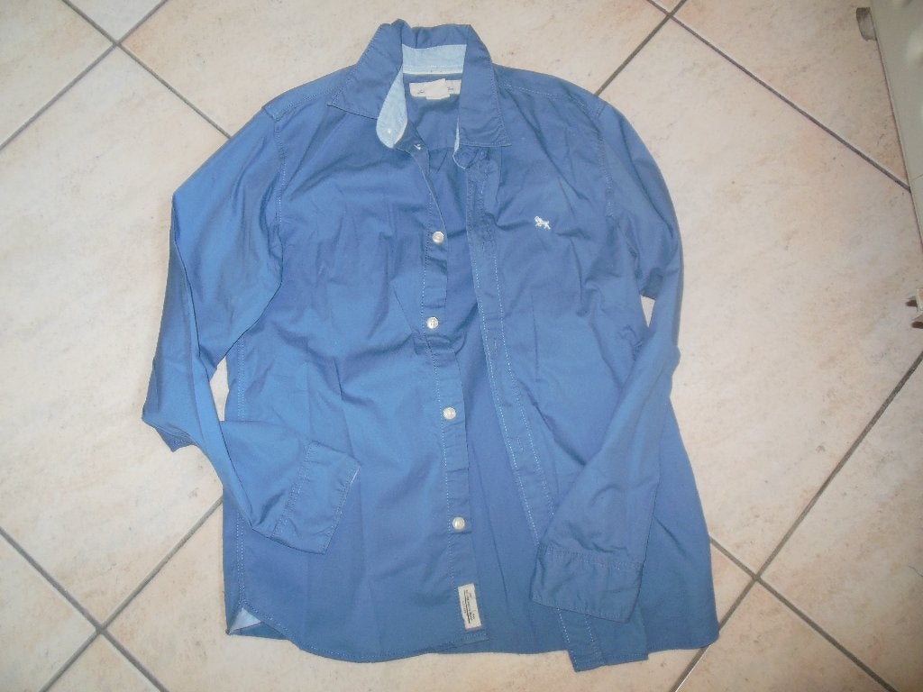blauw hemd LOGG 152 in nieuwstaat (ev + bermuda), Kinderen en Baby's, Kinderkleding | Maat 152, Logg, Overhemd of Blouse, Ophalen of Verzenden