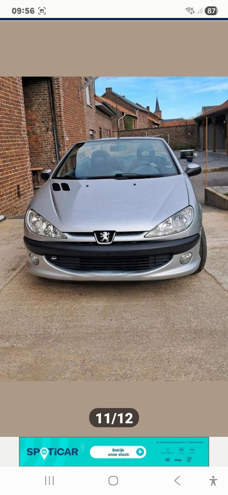 Peugeot 206 Cabrio, Zwart, Cabriolet, Leder en Stof, Handgeschakeld