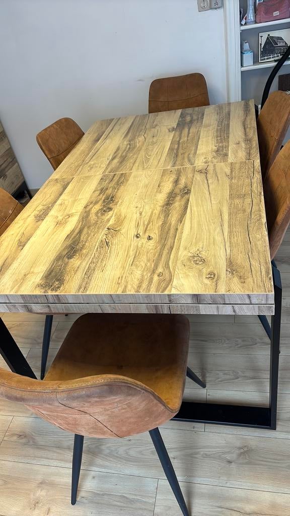Uitschuifbare tafel met 8 stoelen + kast, Ophalen, Gebruikt, Vijf personen of meer