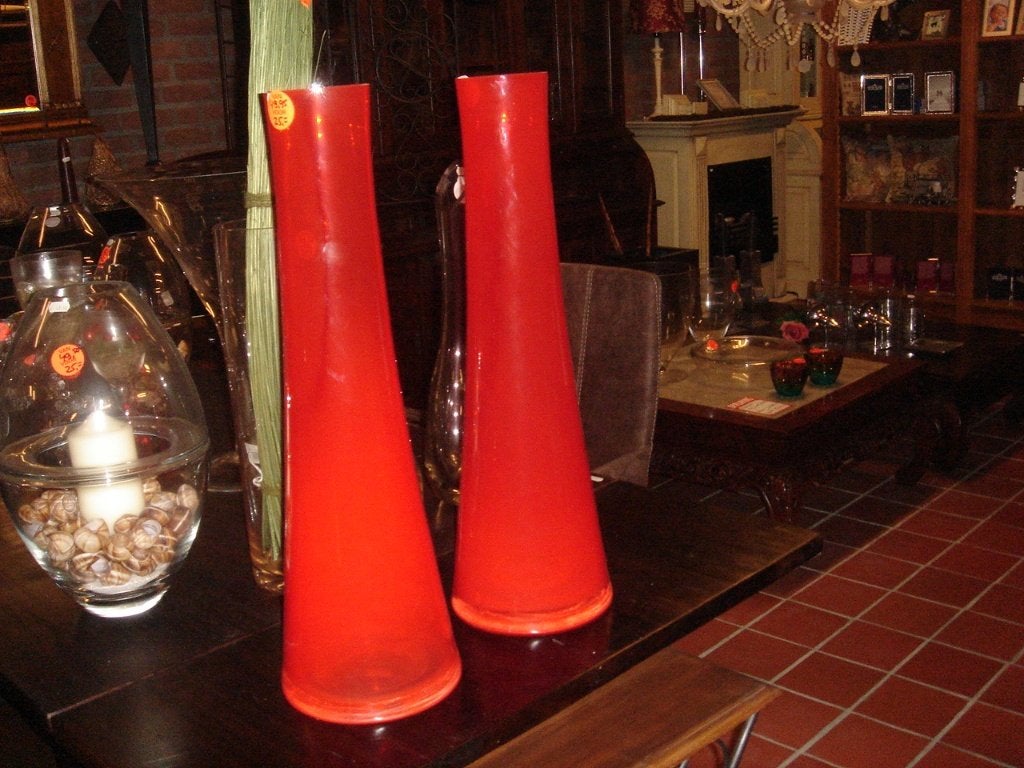 Mooie set rood glazen vazen 2 stuks, Ophalen, Nieuw, Rood, Glas