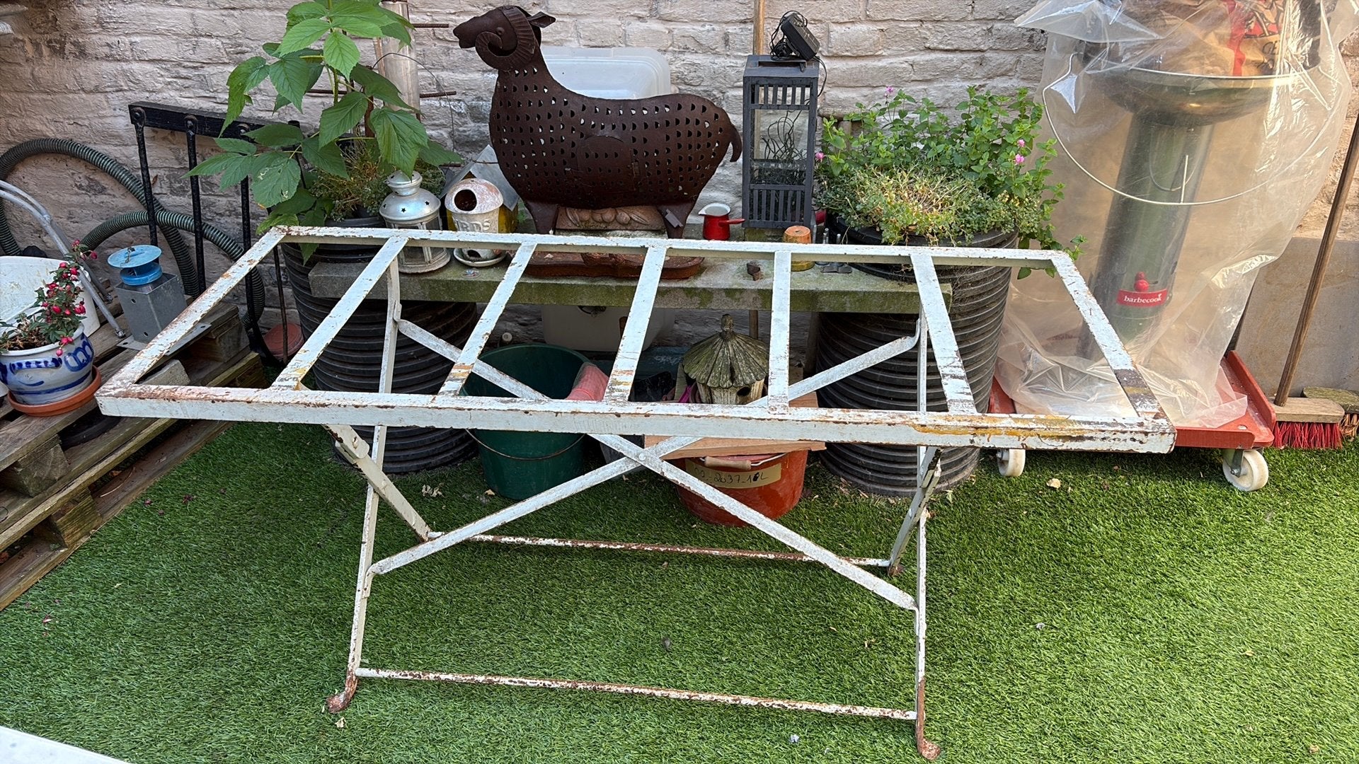 Table de ferme en fer, Jardin & Terrasse, Enlèvement, Utilisé