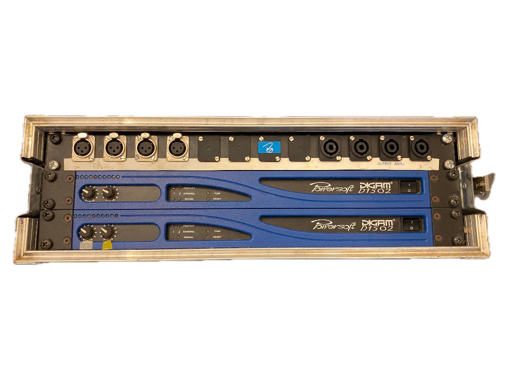 2 x POWERSOFT DIGIAM D1502 + patchhouder + rack, Ophalen, Gebruikt, Minder dan 500 watt, P.A.