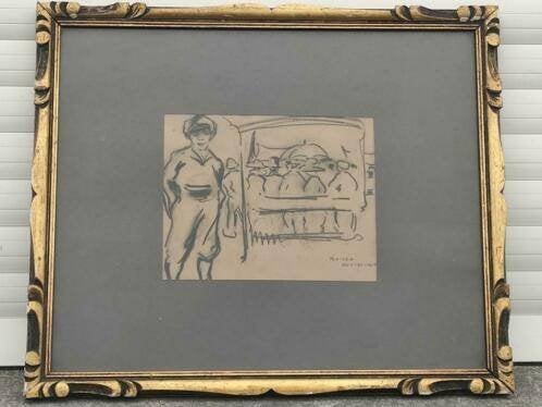 dessin personnage signe romeo dumoulin, Ophalen of Verzenden, Tekening, Lithografie
