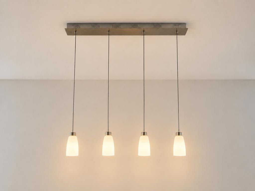 Vintage Ligne Roset 4-lichts hanglamp opaal glas tulp design, Tuin en Terras, Droogmolens en Wasrekken, Zo goed als nieuw, Ophalen