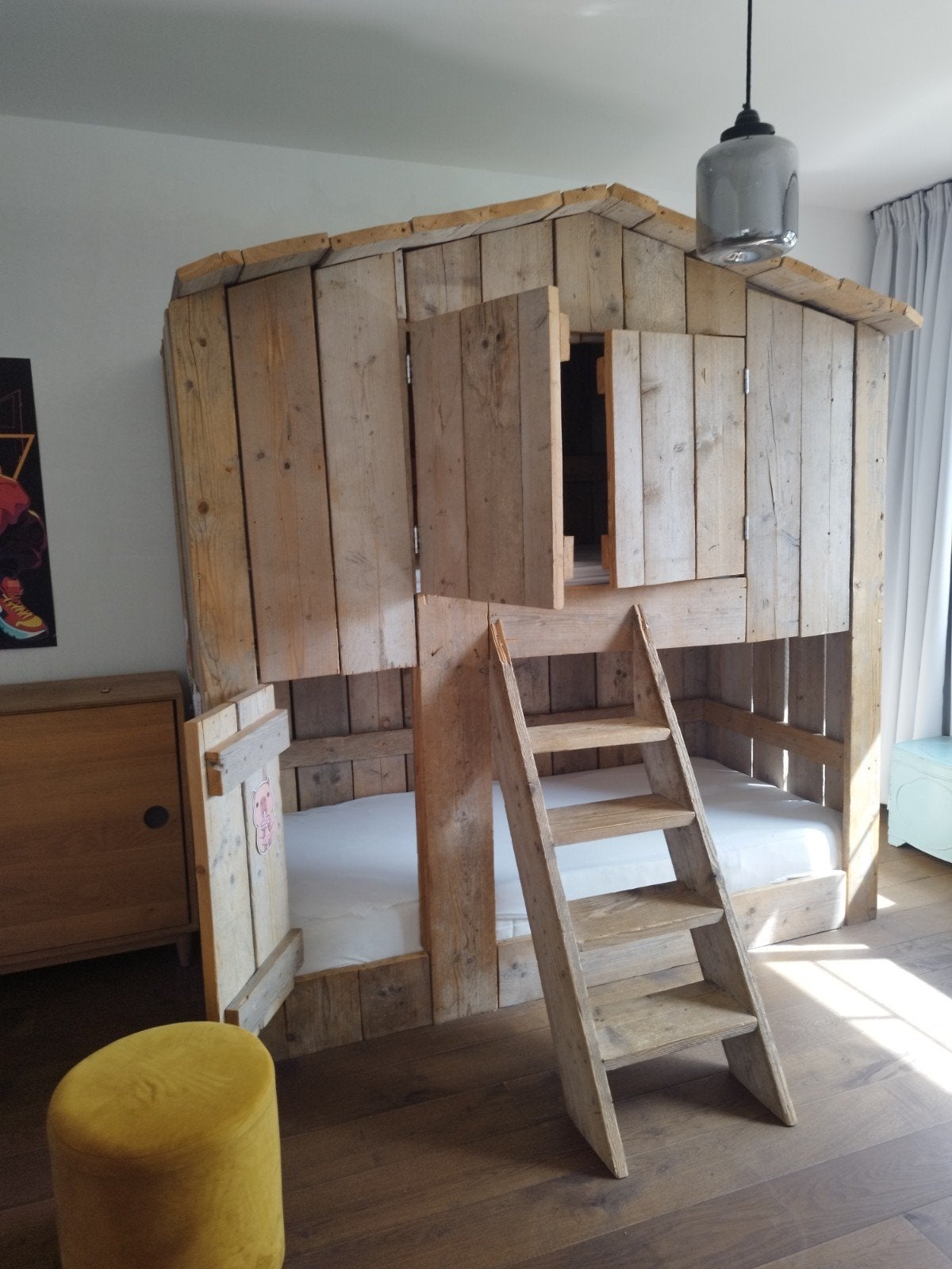 Mooi rustiek houten boomhut bed, Ophalen, Gebruikt, Stapelbed