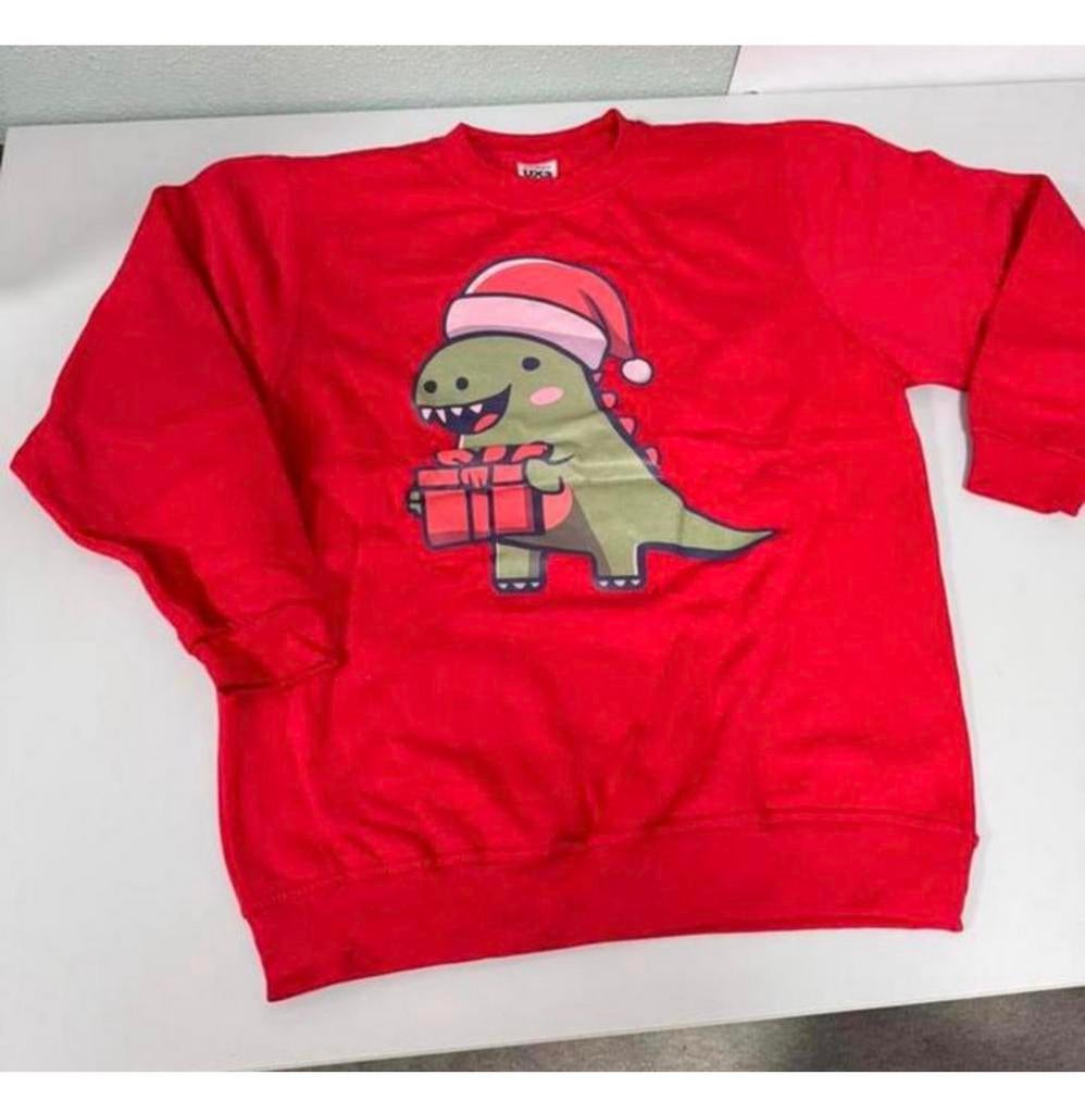 Dinosaurus Dino Christmas Kersttrui trui L rood sweater, Ophalen of Verzenden, Nieuw, Maat 52/54 (L), Rood
