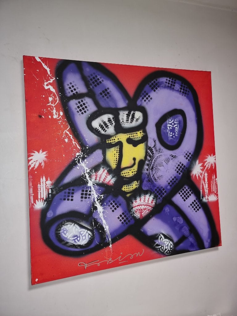 Fabian (Herman Brood) AIRPLANE   Met certificaat, Antiek en Kunst, Ophalen, Gesigneerd, Doek
