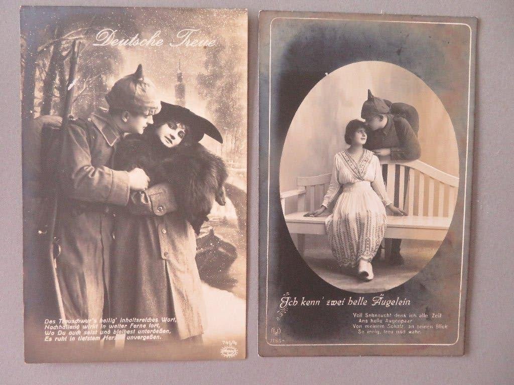 2 postkaarten WO1 Duitse soldaten veldpost liefde, Verzamelen, Militaria | Algemeen, Ophalen of Verzenden, Overige soorten, Foto of Poster