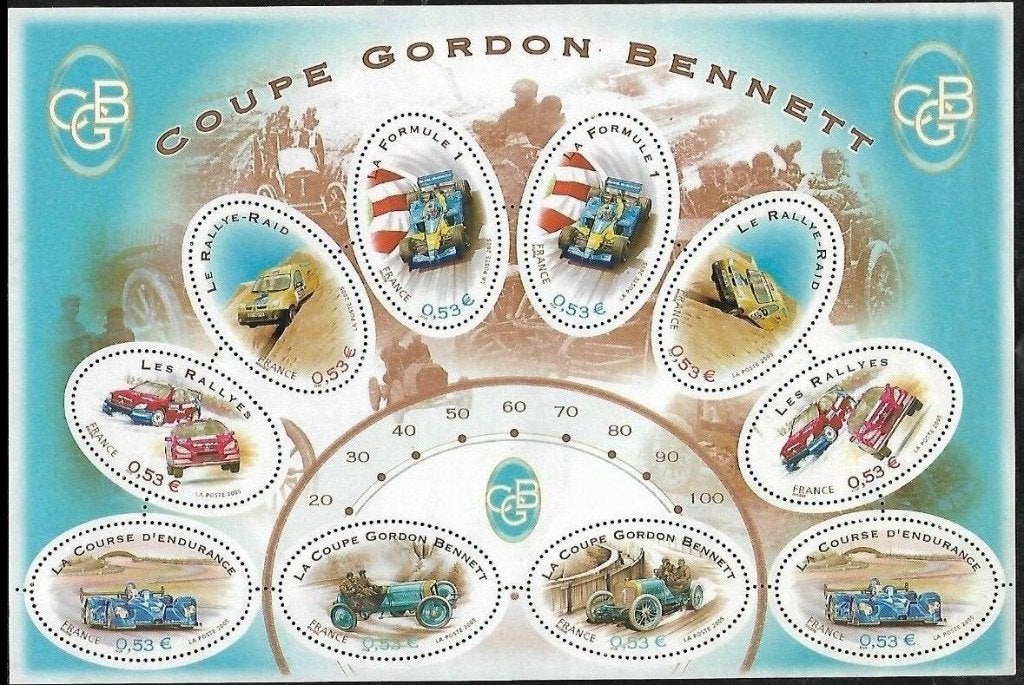 France 2005, bloc-feuillet « Courses automobiles », Michel, Envoi, Non oblitéré, Voitures
