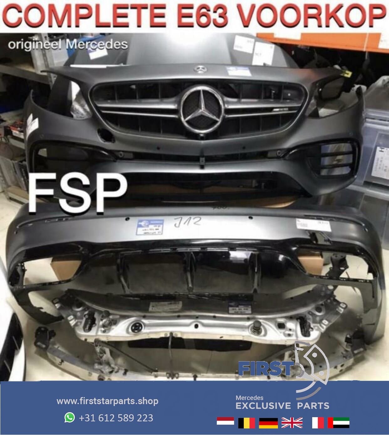 W213 S213 E63 AMG VOORKOP Mercedes E Klasse 2020 63 S AMG FR, Auto-onderdelen, Gebruikt, -, Voor, Ophalen of Verzenden