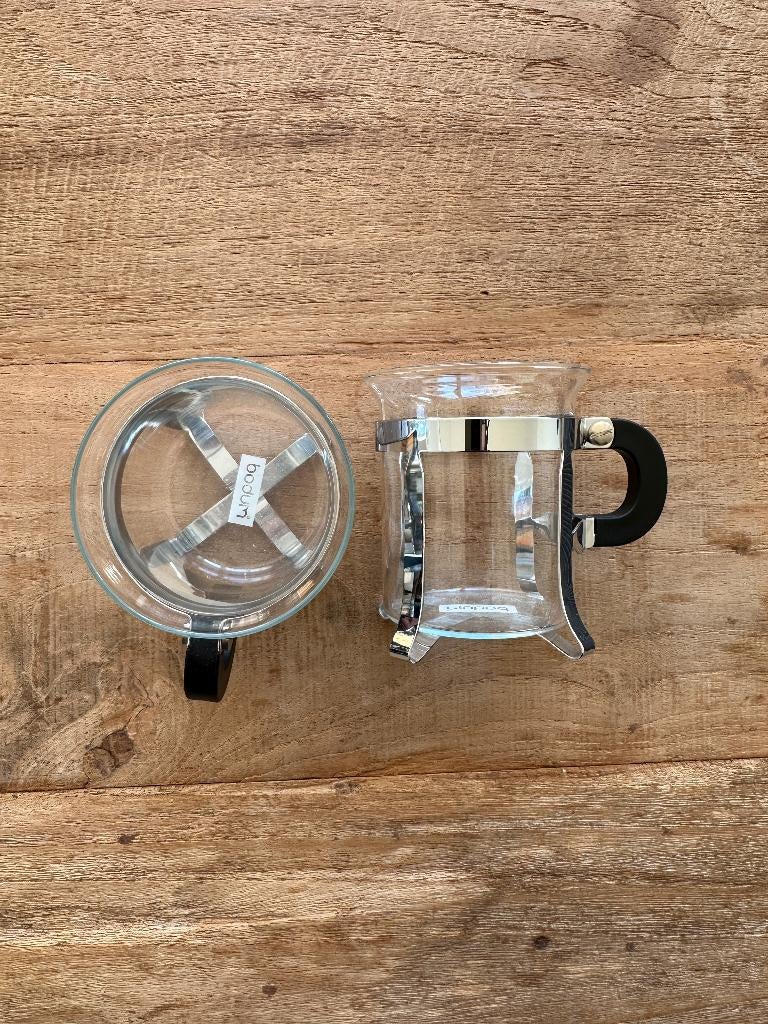 Bodum Chambord glazen (2x) met chromen houder, Huis en Inrichting, Glas of Glazen, Ophalen of Verzenden, Overige stijlen, Glas