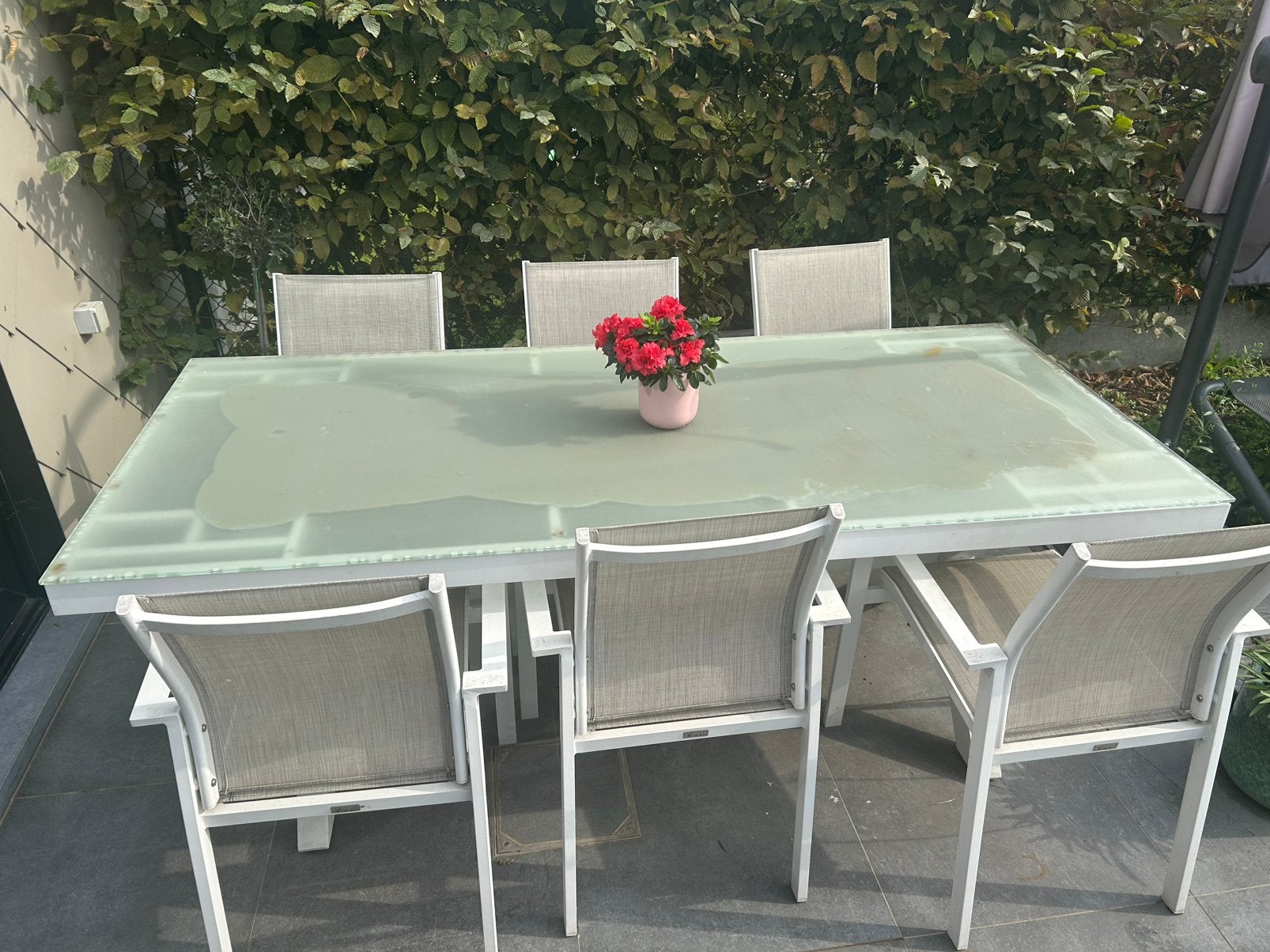 Tuintafel met stoelen, Ophalen, Gebruikt, Rechthoekig, Metaal