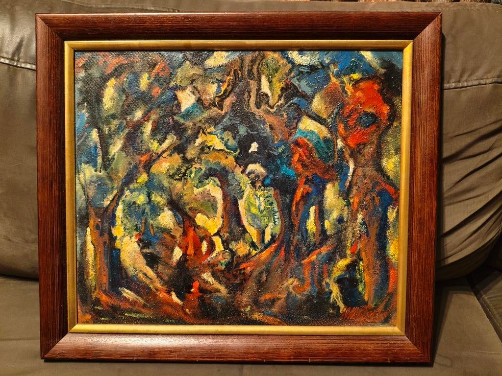 Hugo Metsers senior 1902-1978 gesigneerd olieverf, Antiek en Kunst, Kunst | Schilderijen | Abstract, Verzenden
