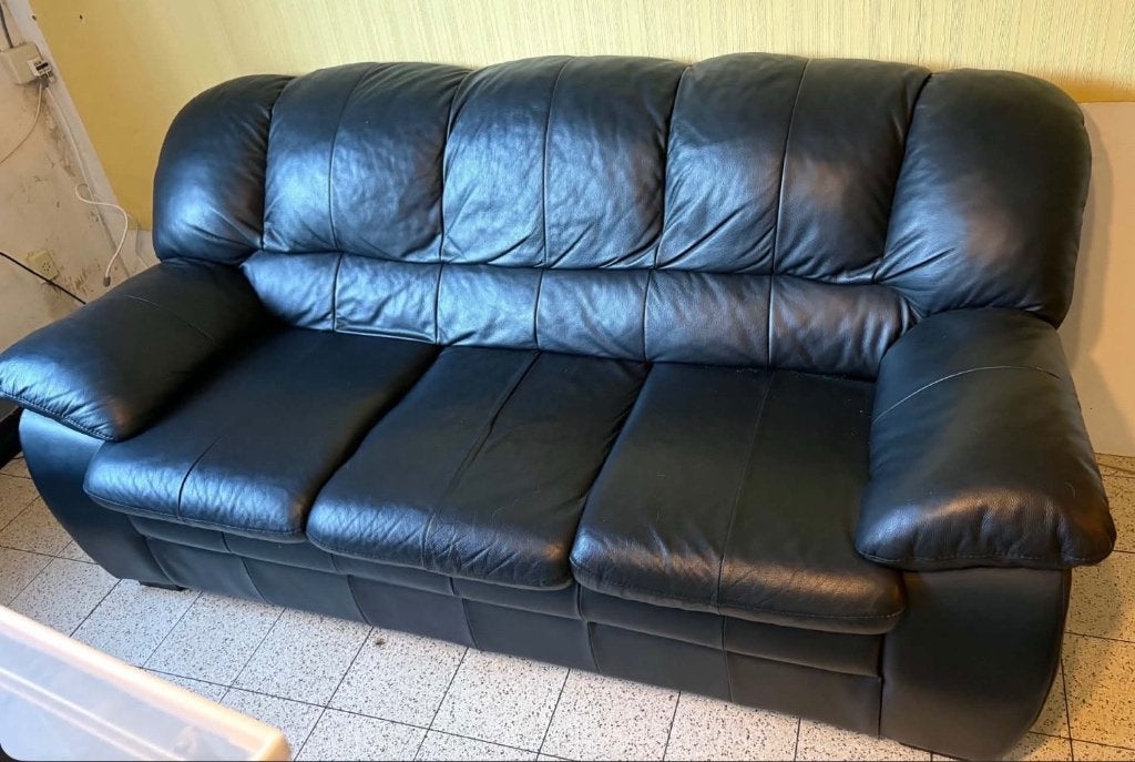 Canapé en cuir 3 places, Trois personnes, Banc droit, Comme neuf, Enlèvement