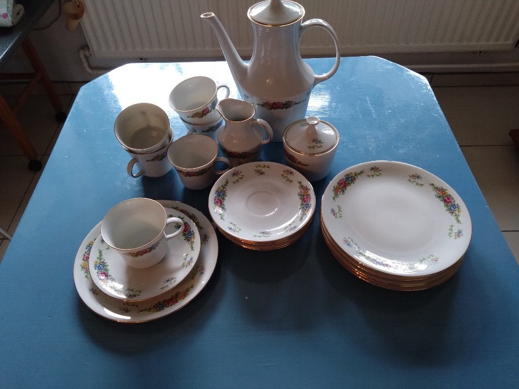6 delig koffieservies, Huis en Inrichting, Keuken | Servies, Ophalen, Overige merken, Landelijk/Boerenbont, Zo goed als nieuw