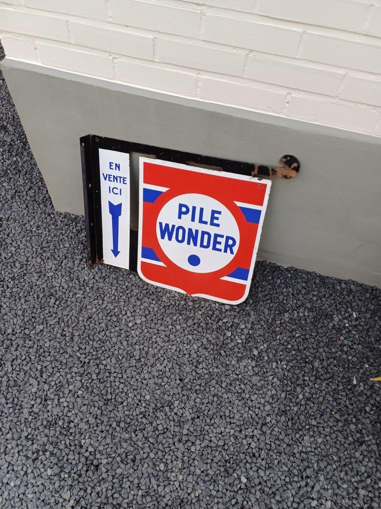 Dubbelzijdig emaille reclame, Ophalen of Verzenden, Reclamebord