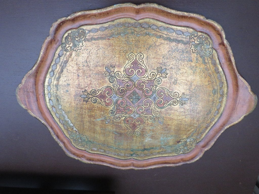 Vintage Florentijns dienblad hout, jaren 50, Ophalen of Verzenden