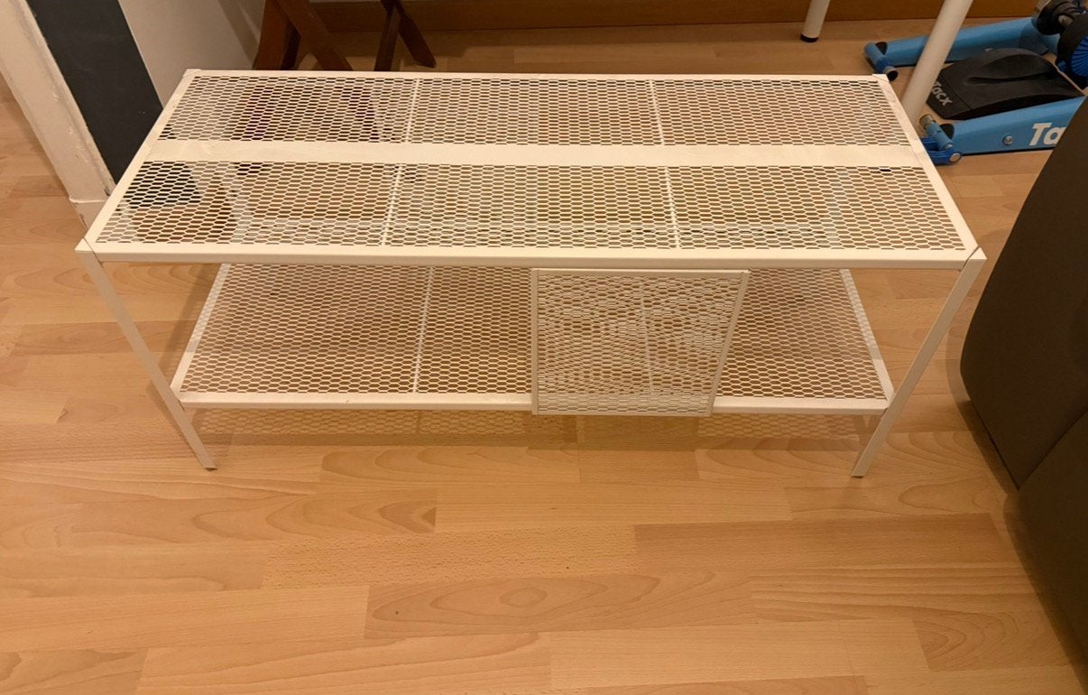 IKEA BAGGEBO tv-meubel – wit metaal – 90x35x40 cm, Ophalen, Zo goed als nieuw