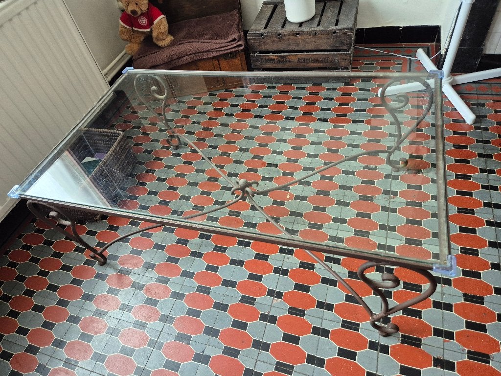 Smeedijzeren salontafel, 100 à 150 cm, Verre, Enlèvement, Utilisé