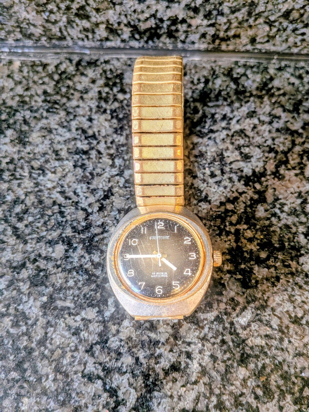 Montre Vintage "Fantome" - 17 Rubis Antichoc mécanique, Acier, Doré