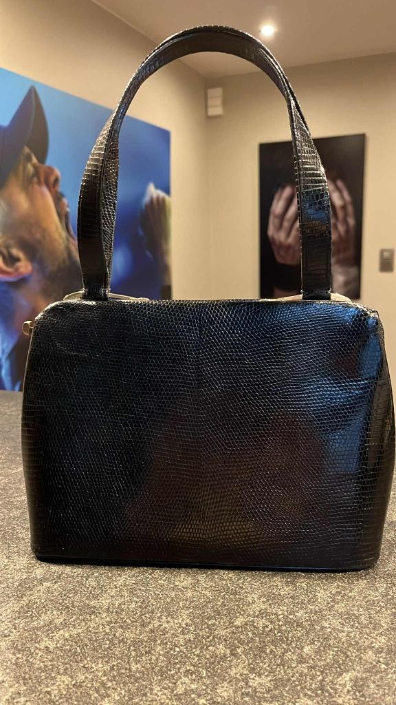 Delvaux in lizard leer, Ophalen of Verzenden, Gebruikt, Zwart, Handtas