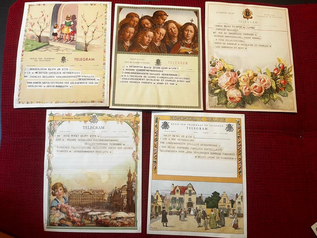 5x Oude Telegram jaren 40 Dendermonde, Ophalen of Verzenden