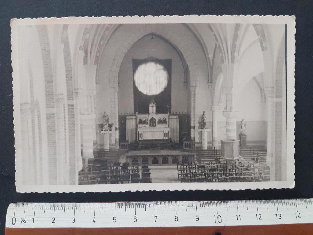 Fotokaart Sint Menas Tessenderlo-Ham Binnenzicht kerk, Ophalen of Verzenden, 1920 tot 1940, Ongelopen, Limburg