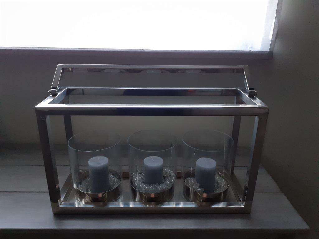 3 Windlichten in frame /decoratie, Ophalen, Gebruikt