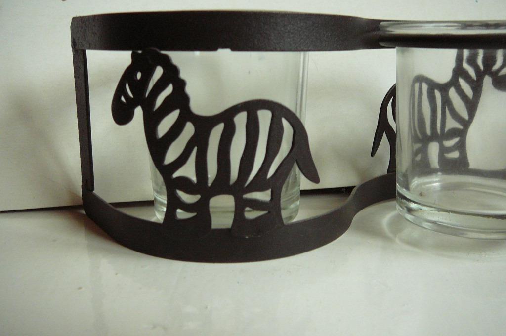 bougeoir en métal avec bocaux en verre pour bougies zèbre, Neuf, Enlèvement ou Envoi, Métal, Chandelier